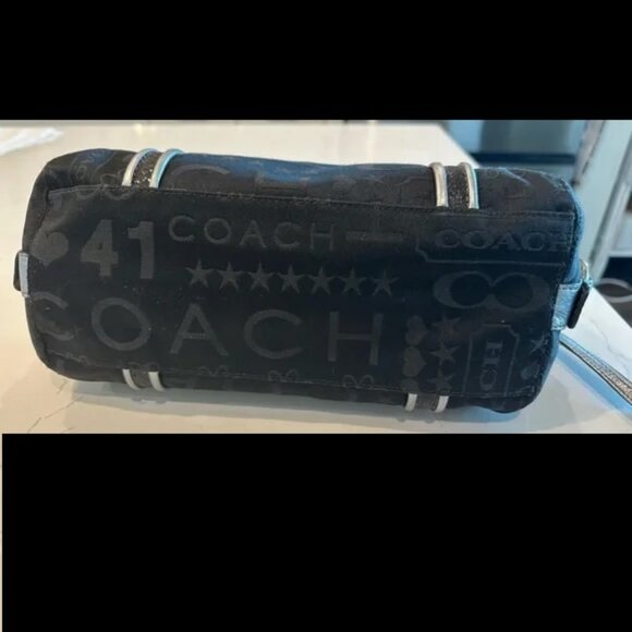 Coach Bandana Glitter Shoulder Bag Silver & Black Daisy Pattern - Picture 12 of 13